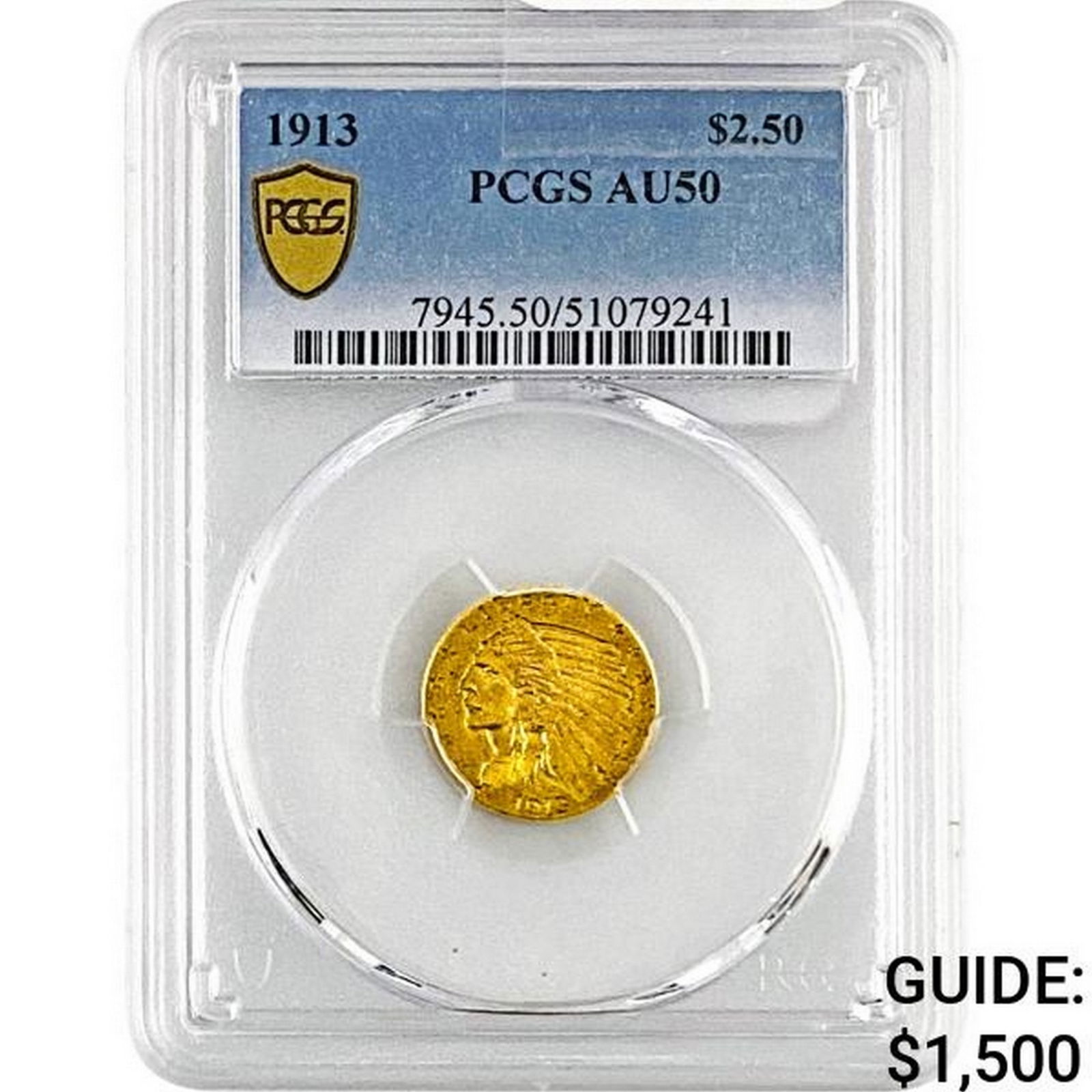 1913 $2.50 Gold Quarter Eagle PCGS AU50 (1 of 2)