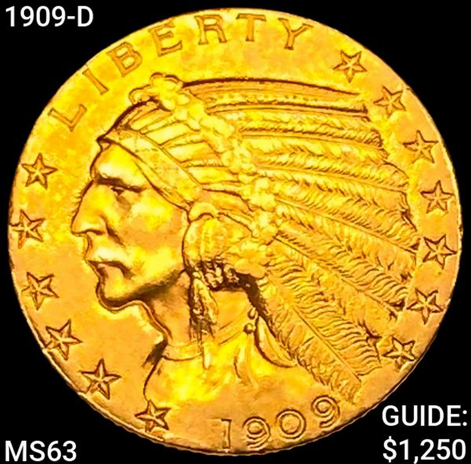 1909-D $5 Gold Half Eagle CHOICE BU (1 of 2)