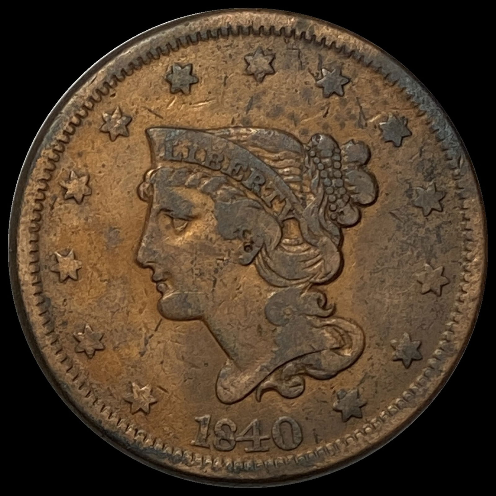1840 Braided Hair Large Cent CHOICE AU (1 of 2)