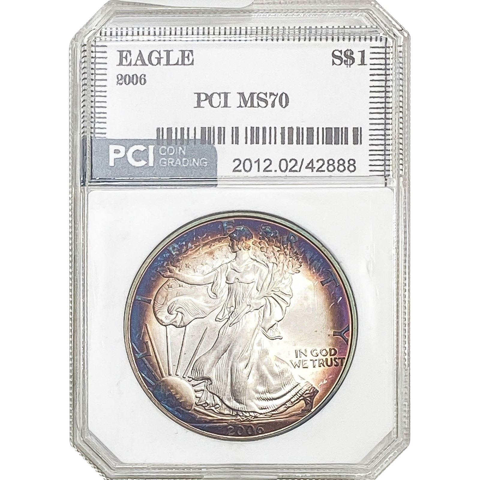 2006 Toned Silver Eagle PCI MS70 (1 of 2)