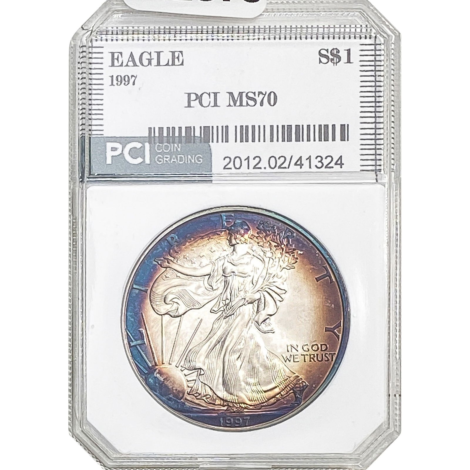 1997 Toned Silver Eagle PCI MS70 (1 of 2)