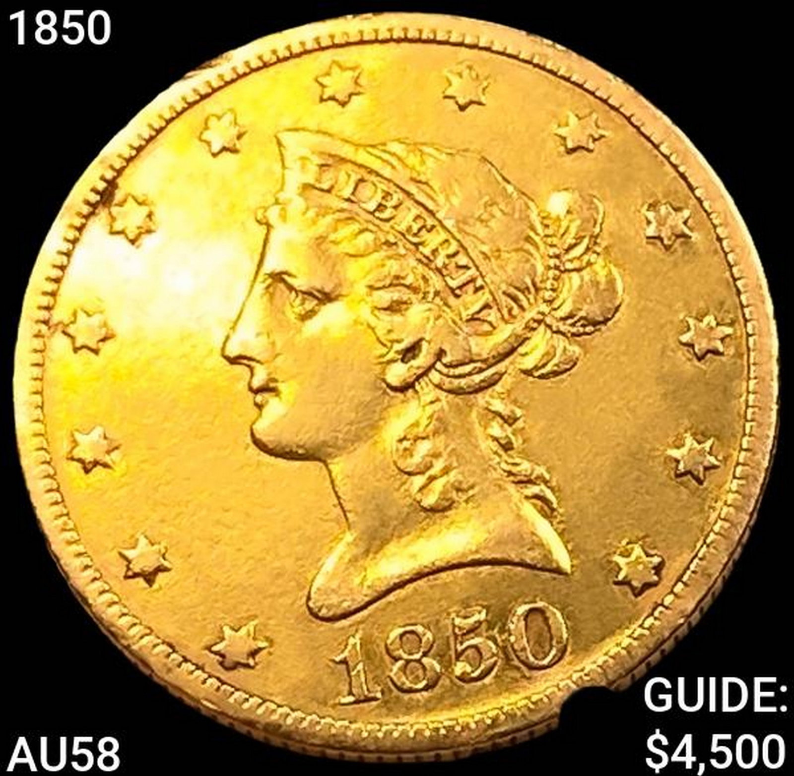 1850 $10 Gold Eagle CHOICE AU: 1850 $10 Gold Eagle CHOICE AU