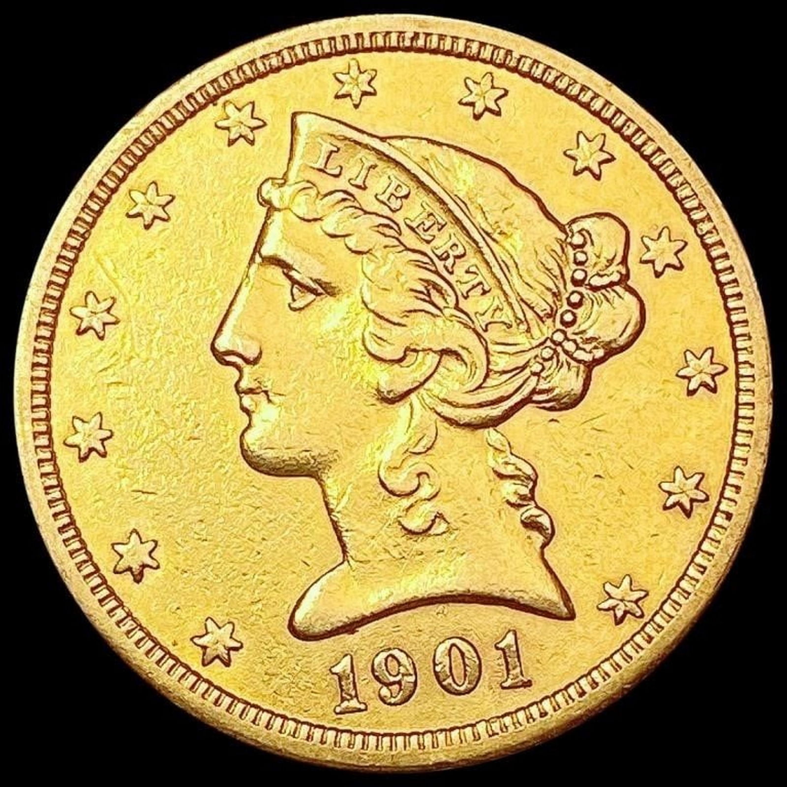 1901-S $5 Gold Half Eagle CLOSELY UNCIRCULATED (1 of 2)