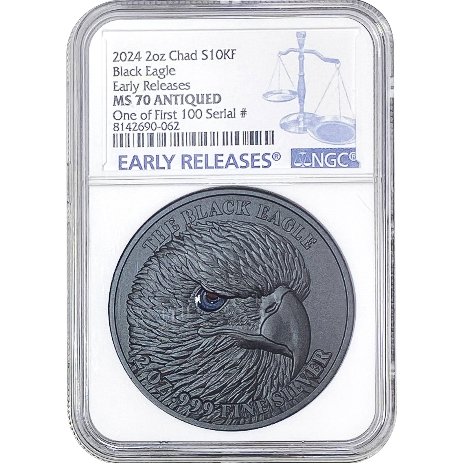 2024 Chad 2oz Silver 10KF NGC MS70 Antiquated: 2024 Chad 2oz Silver 10KF NGC MS70 Antiquated