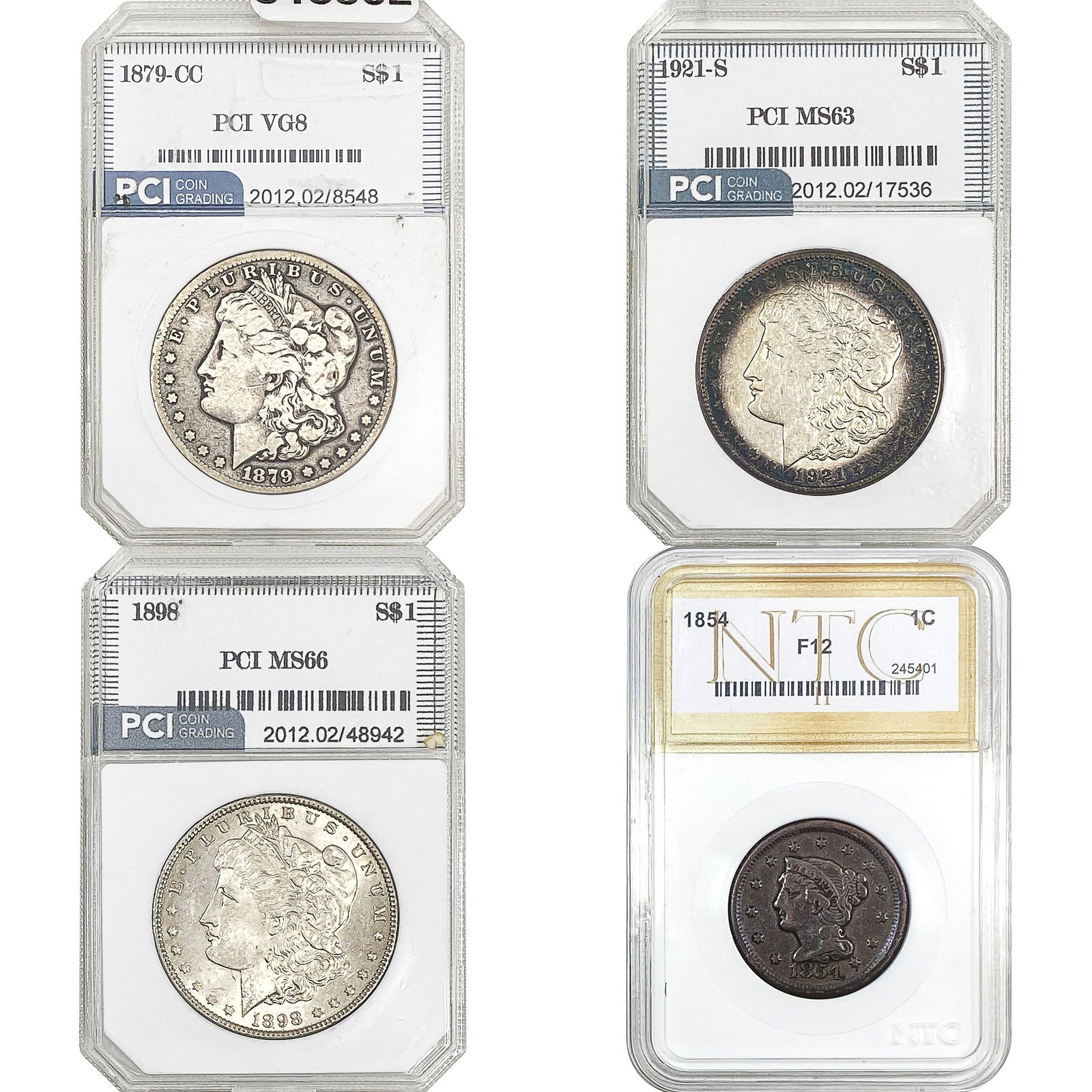 1854-1921 [4] Silver Dollar U.S. Type Lot PCI/NTC (1 of 2)