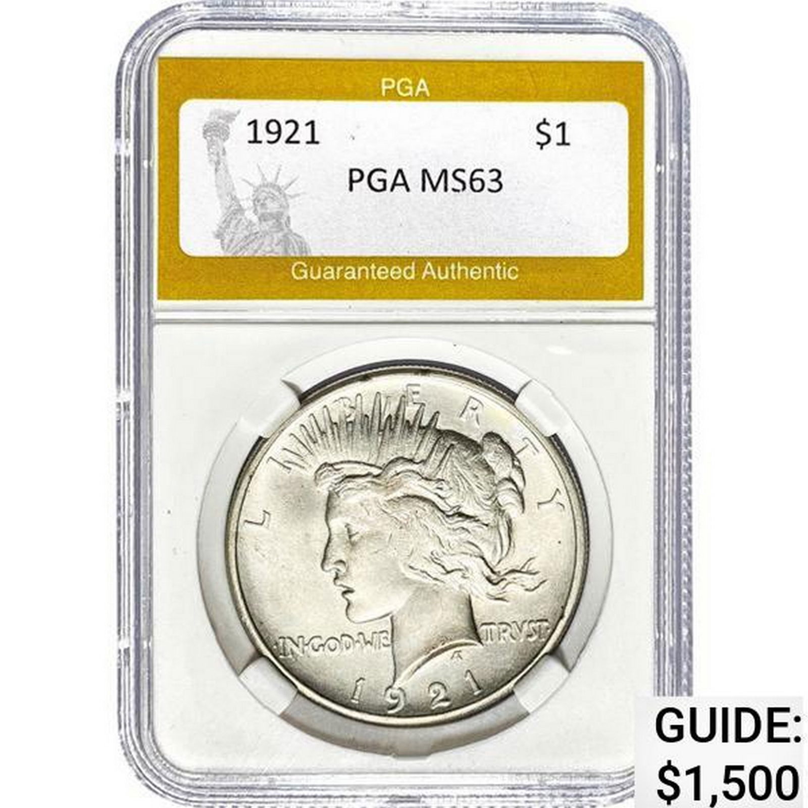1921 Peace Dollar PGA MS63 MS63 (1 of 2)