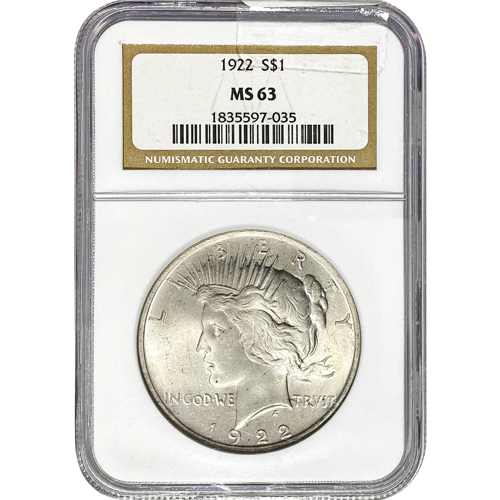 1922 $1 Silver Peace Dollar NGC MS63 (1 of 2)