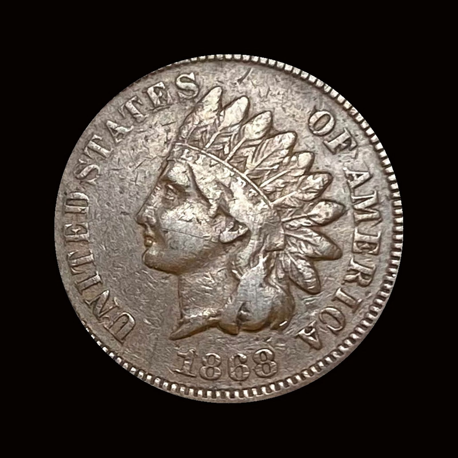 1868 Indian Head Cent ABOUT UNCIRCULATED (1 of 2)