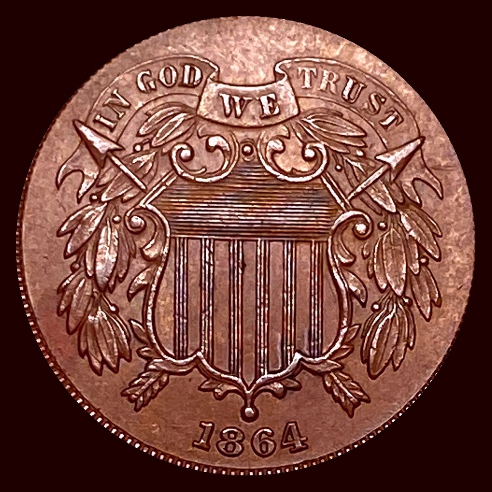 1864 Copper Two-Cent Piece CHOICE AU (1 of 2)