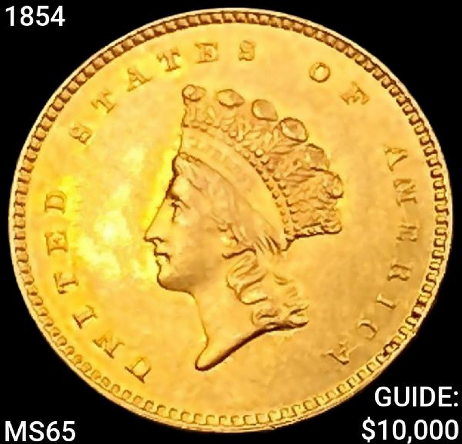 1854 Rare Gold Dollar GEM BU (1 of 2)