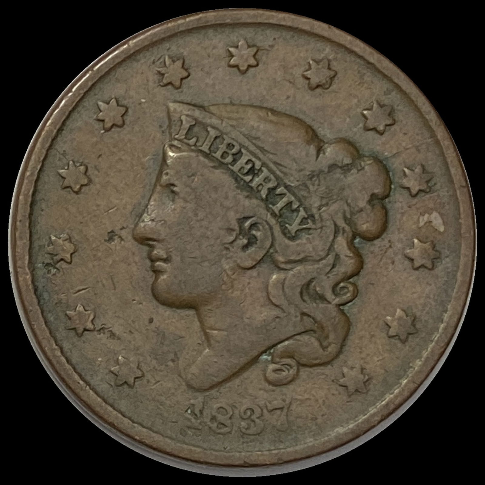 1837 Coronet Head Large Cent LIGHTLY CIRCULATED (1 of 2)