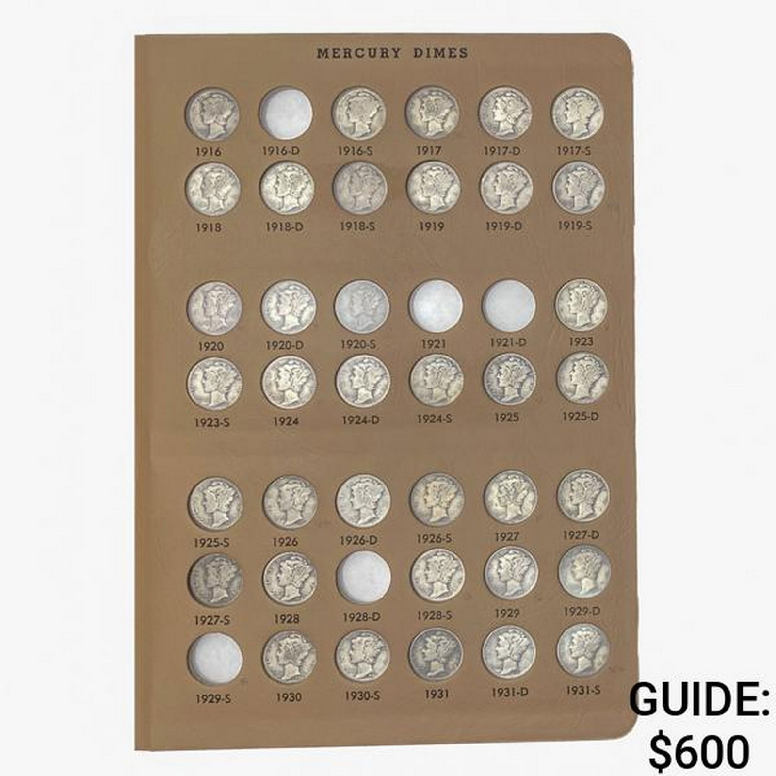 1916-1945 Mercury Dimes Album [68] Coins (1 of 5)