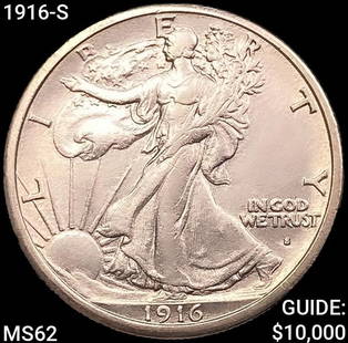 1916-S Walking Liberty Half Dollar UNCIRCULATED: 1916-S Walking Liberty Half Dollar UNCIRCULATED