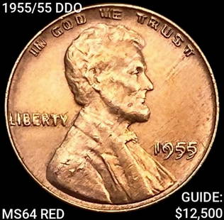 1955/55 DDO Wheat Cent CHOICE BU RD: 1955/55 DDO Wheat Cent CHOICE BU RD