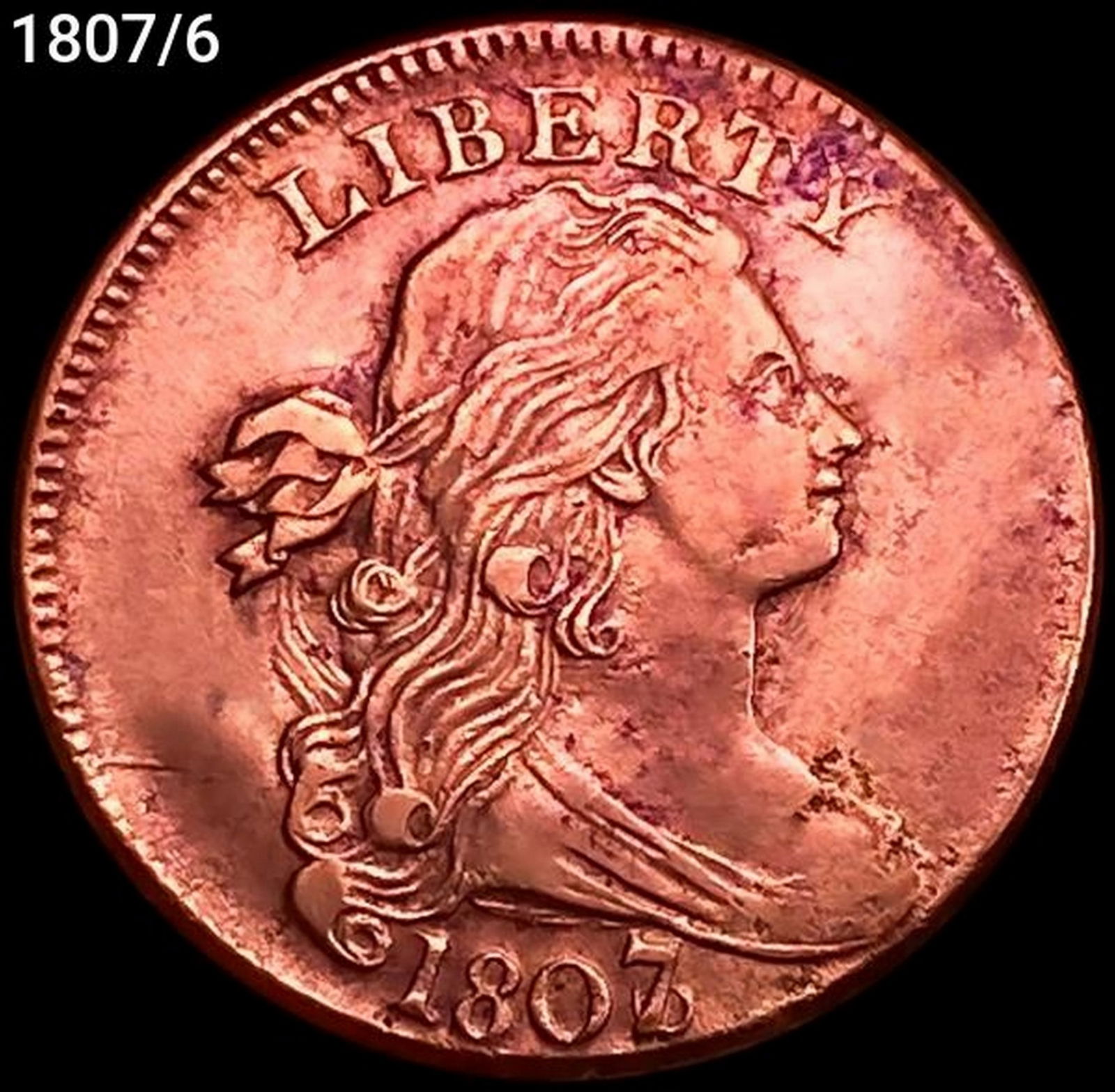 1807/6 Draped Bust Large Cent CHOICE BU (1 of 2)