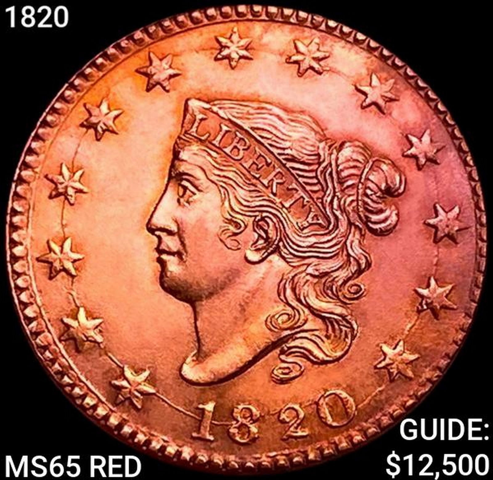 1820 Coronet Head Large Cent GEM BU RD (1 of 2)