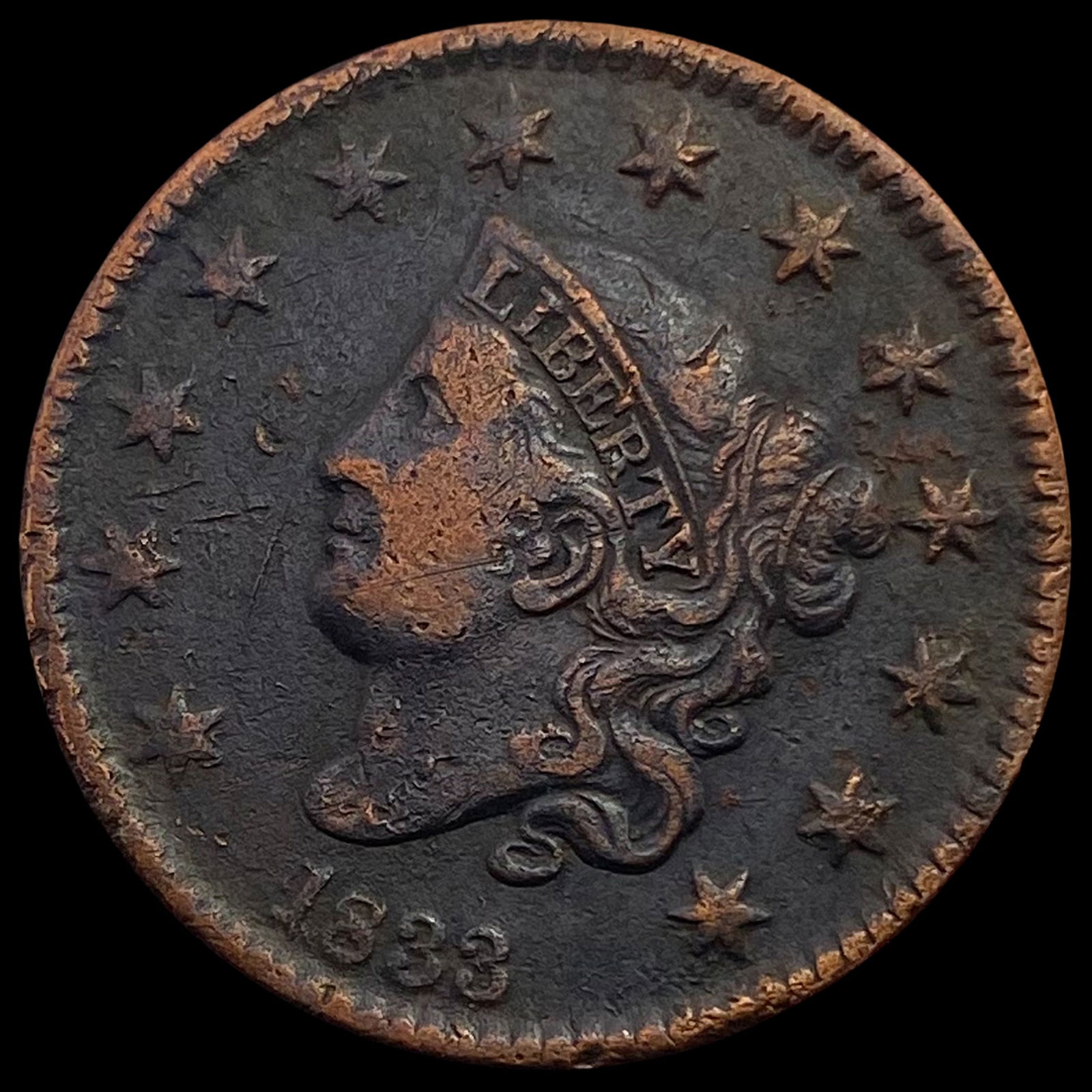 1833 Coronet Head Large Cent LIGHTLY CIRCULATED (1 of 2)