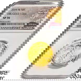 2016-W 1/2oz 24k Gold 50C Walking Liberty NGC SP70: 2016-W 1/2oz 24k Gold 50C Walking Liberty NGC SP70