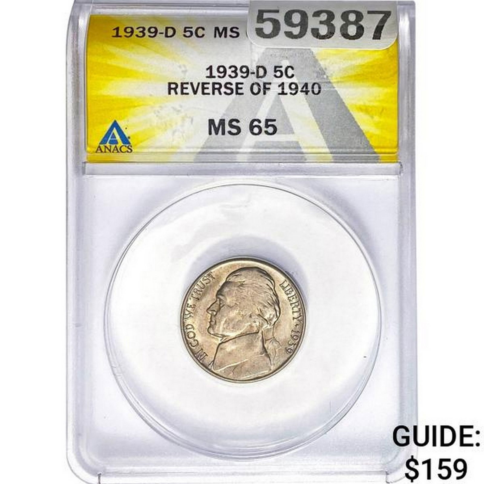 1939-D Rev 1940 Jefferson Nickel ANACS MS65 (1 of 2)