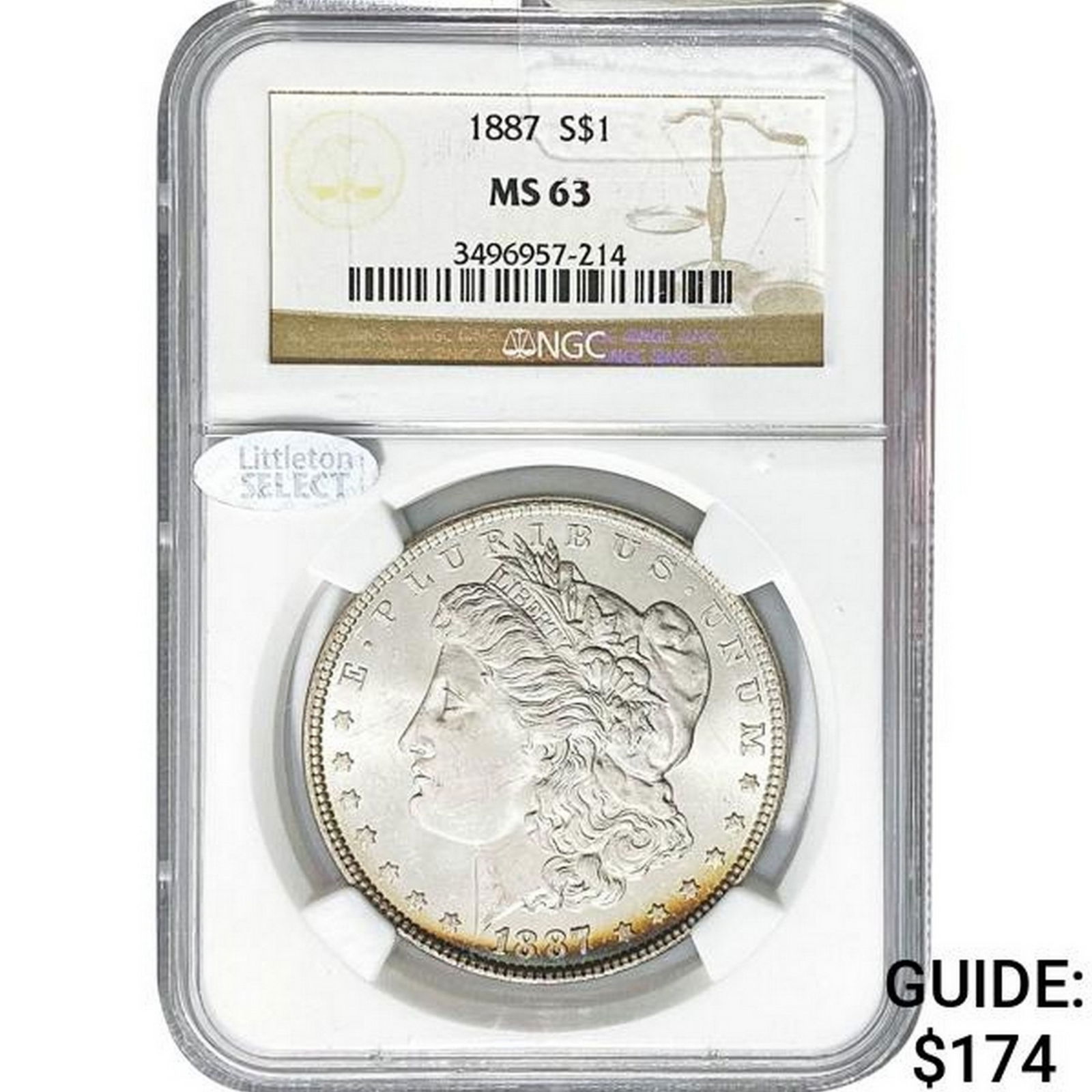 1887 Morgan Silver Dollar NGC MS63 (1 of 2)