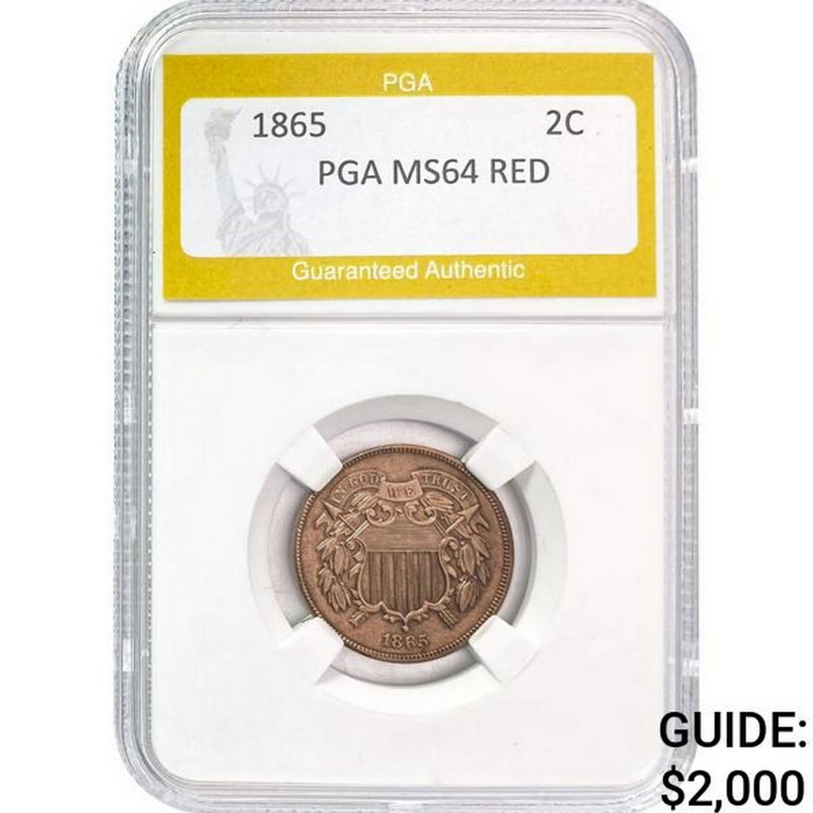 1865 Two-Cent Piece PGA MS64 RED  MS64 (1 of 2)