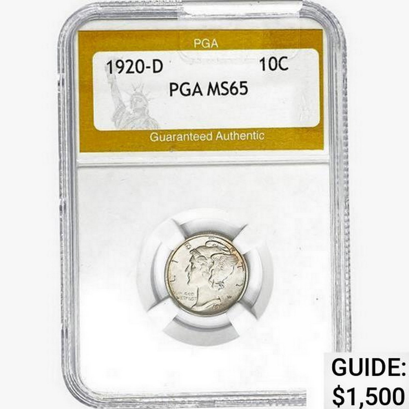 1920-D Mercury Silver Dime PGA MS65 (1 of 2)