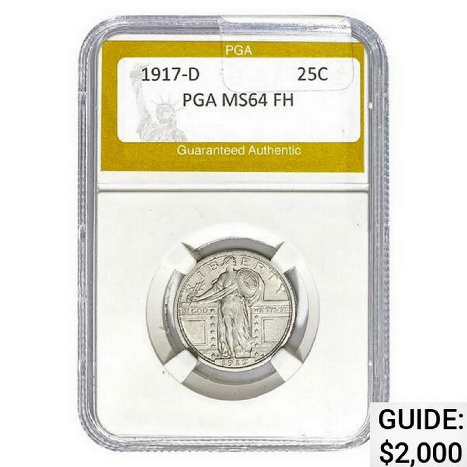 1917-D Standing Liberty Quarter PGA MS64 FH: 1917-D Standing Liberty Quarter PGA MS64 FH