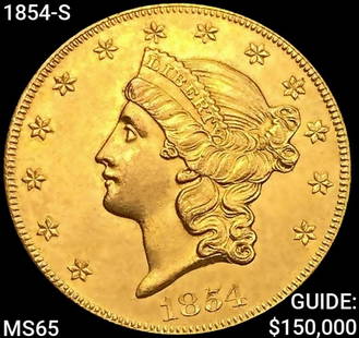 1854-S $20 Gold Double Eagle GEM BU: 1854-S $20 Gold Double Eagle GEM BU