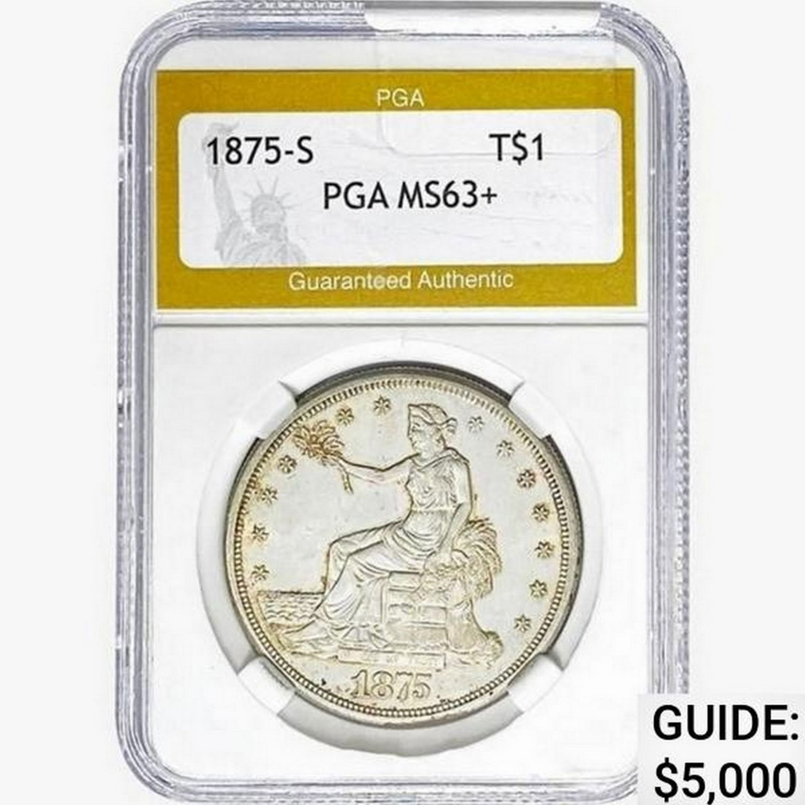 1875-S Silver Trade Dollar PGA MS63+ (1 of 2)