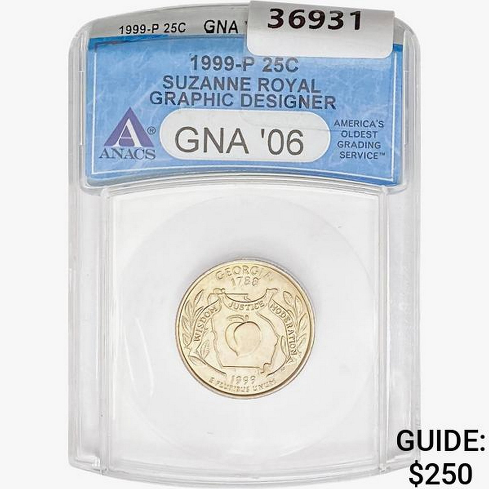 1999-P 25C Suzanne Royal Graphic Designer ANACS: 1999-P 25C Suzanne Royal Graphic Designer ANACS