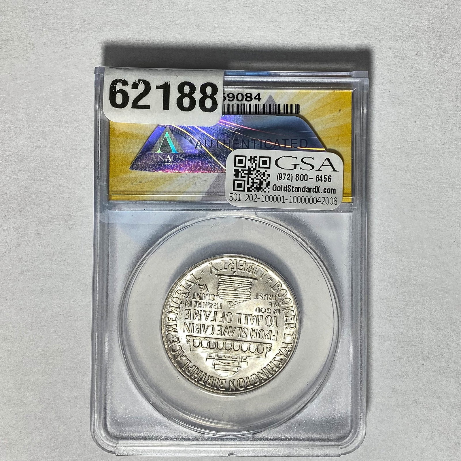 1950-S 50C Booker T. Washington ANACS MS65: 1950-S 50C Booker T. Washington ANACS MS65