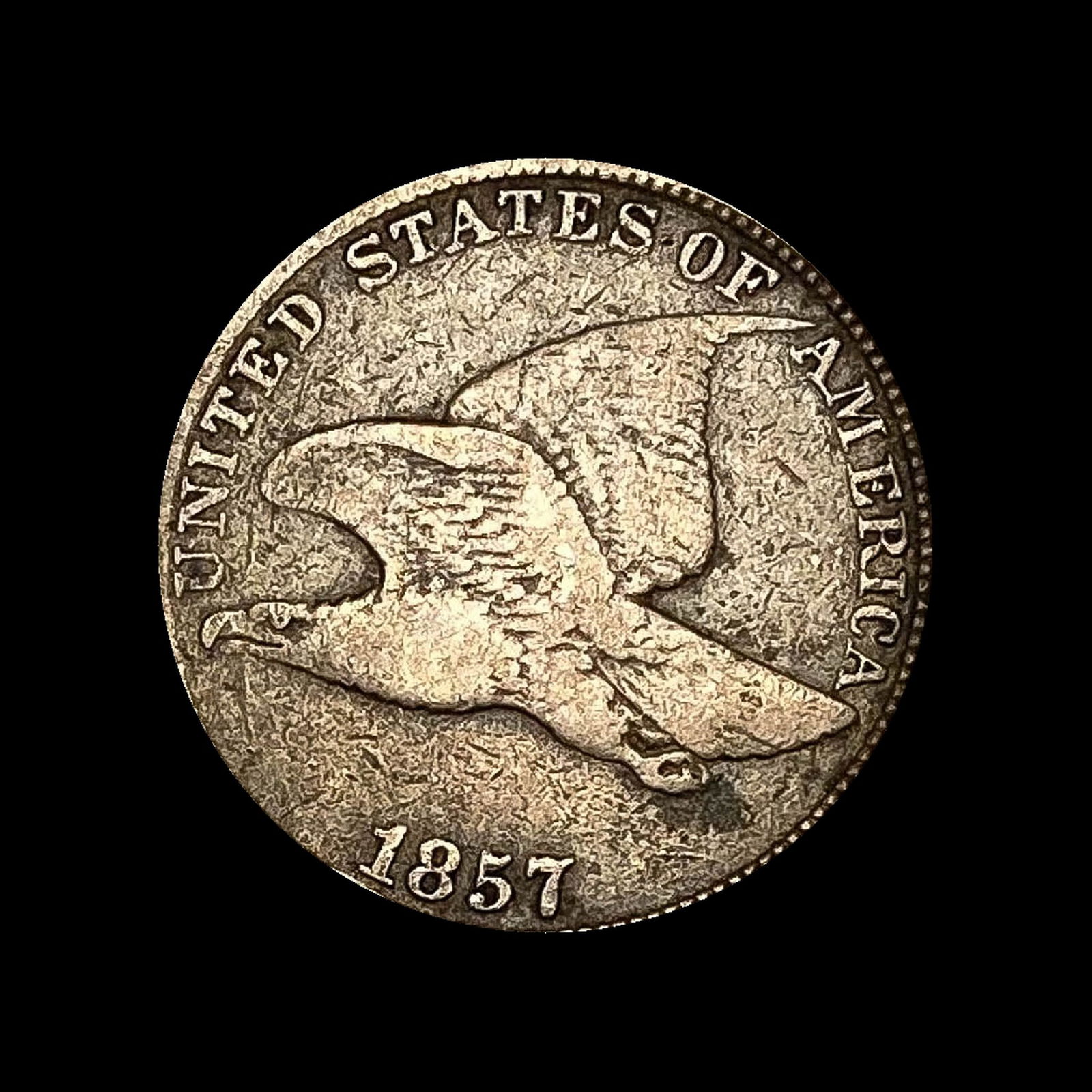 1857 Copper-Nickel Flying Eagle Cent NICELY CIRCULATED (1 of 2)