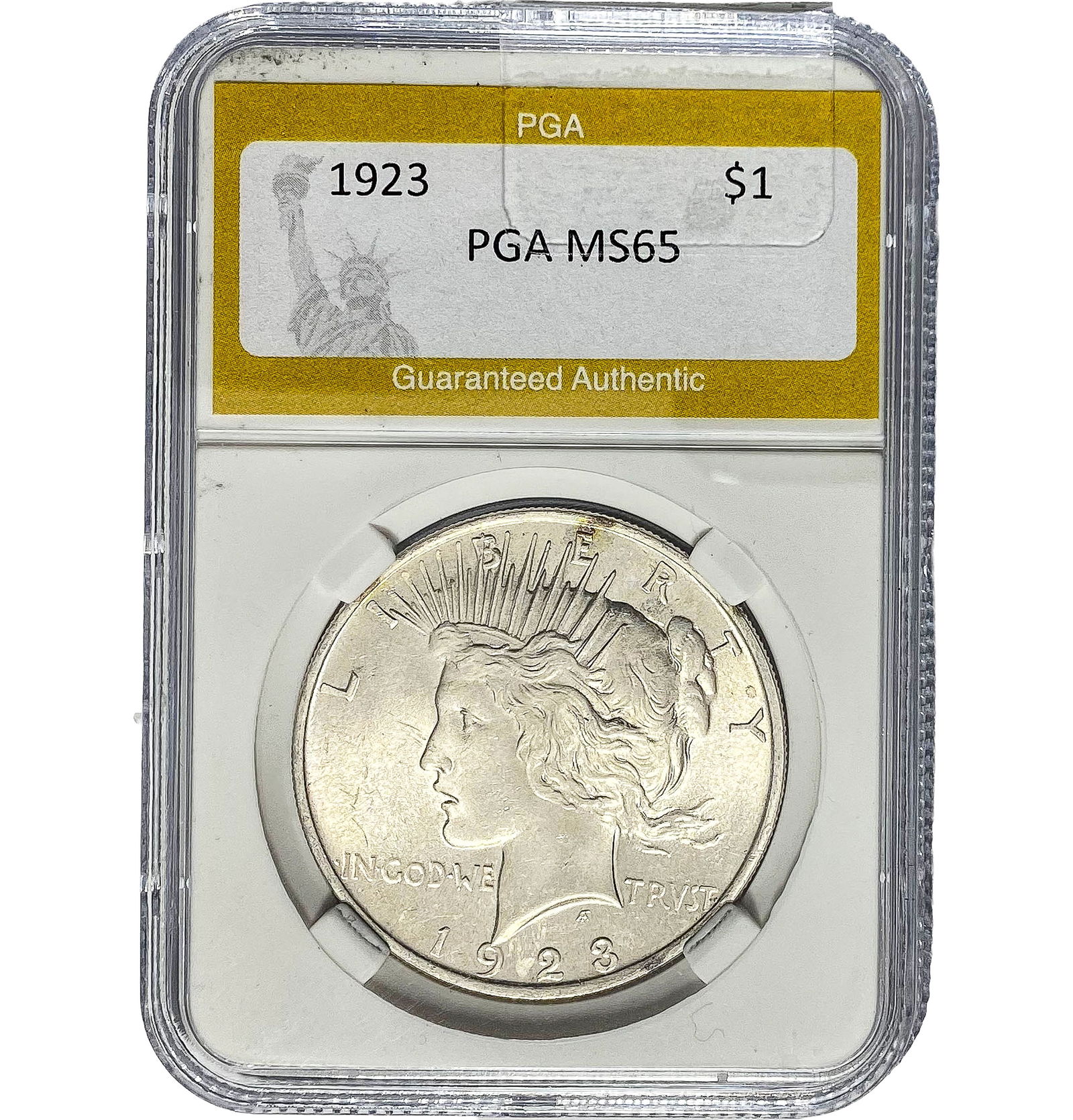 1923 Peace Dollar PGA MS65 SILVER: 1923 Peace Dollar PGA MS65 SILVER