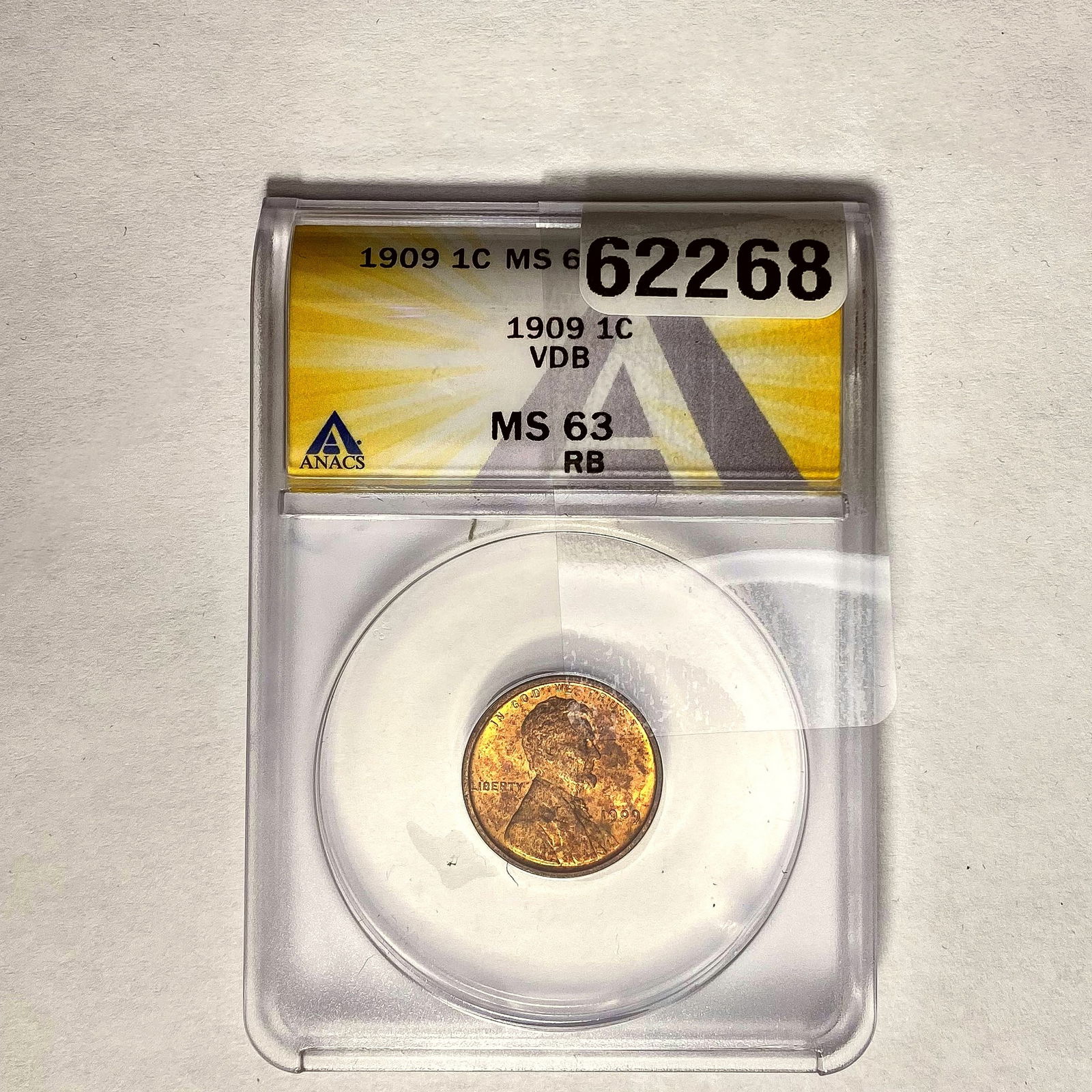1909 VDB 1C Lincoln Wheat ANACS MS63 RB (1 of 2)