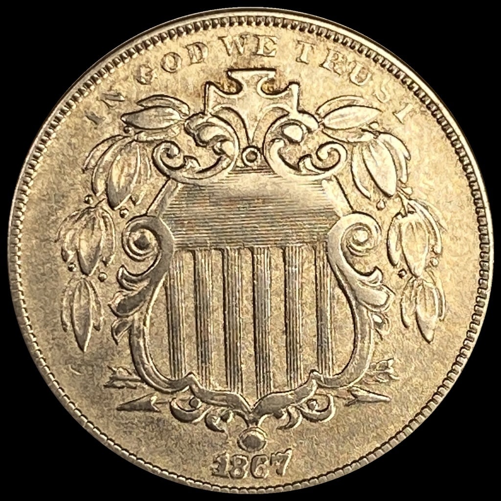 1867 w/Rays Shield Nickel NEARLY UNCIRCULATED (1 of 2)