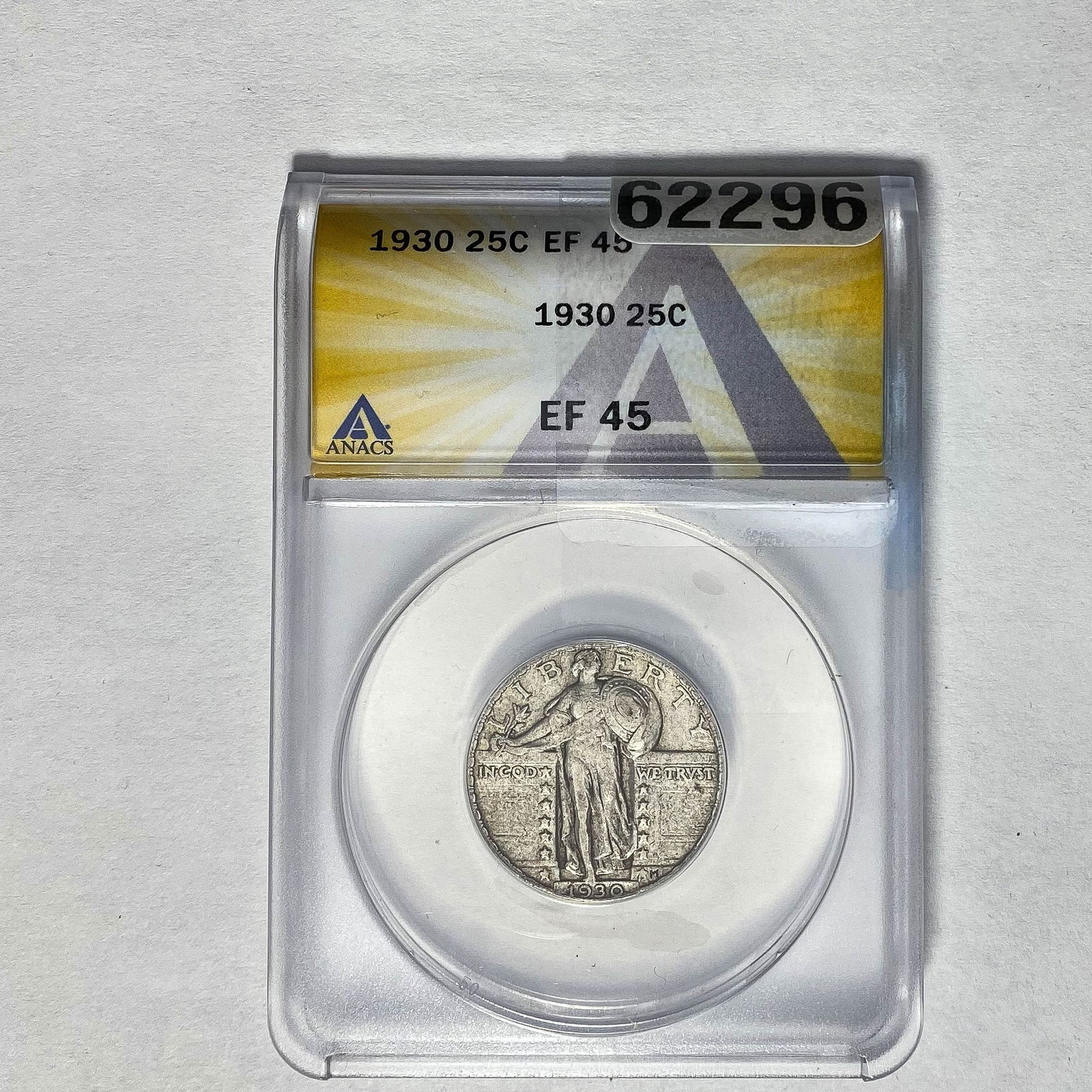 1930 25C Standing Liberty ANACS EF 45 (1 of 2)