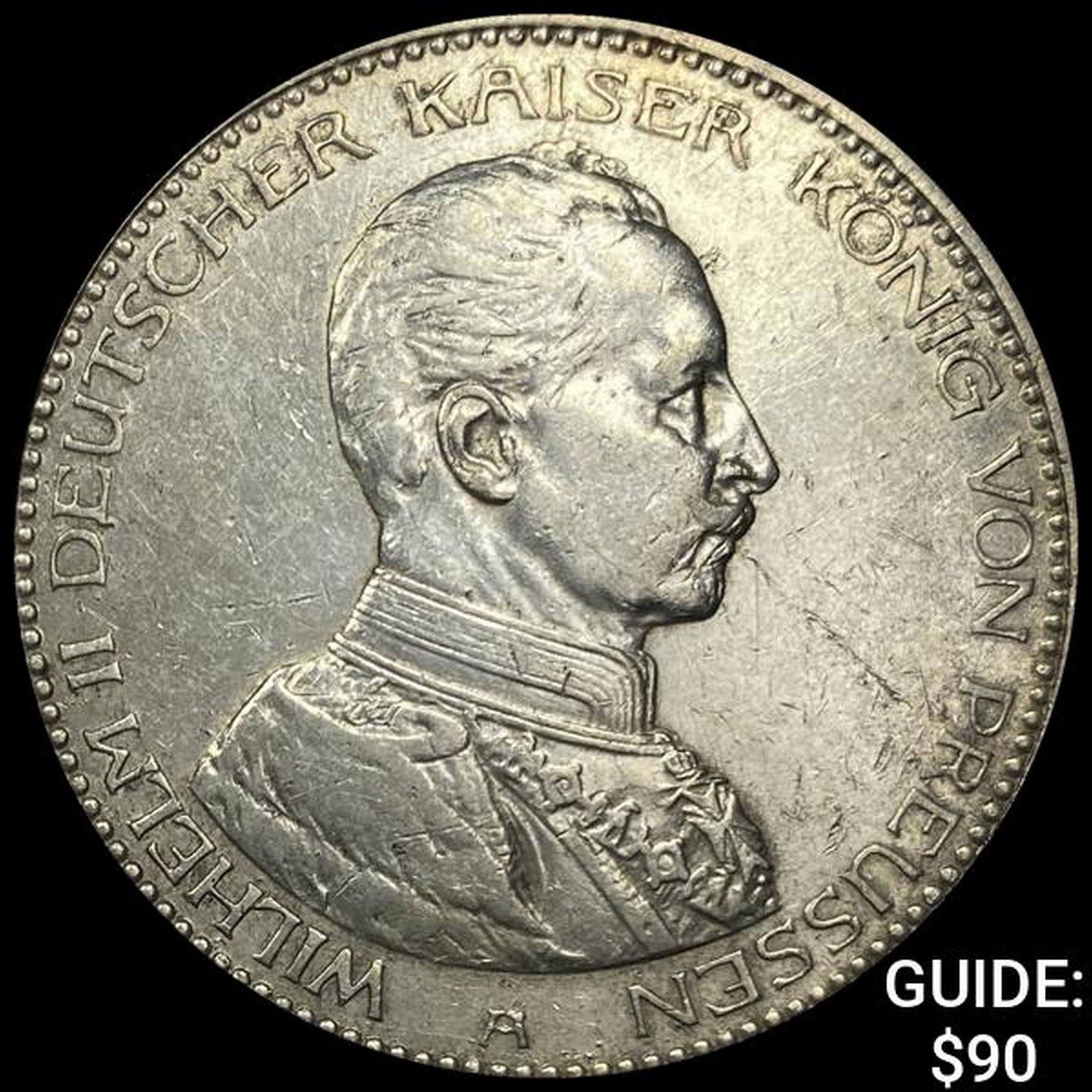 1914-A Prussia Silver 5 Reichsmark CLOSELY UNCIRCULATED (1 of 2)