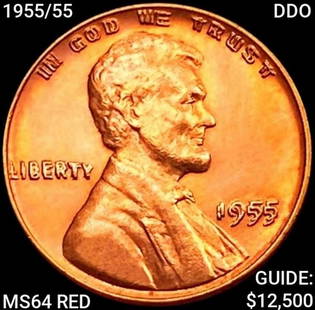 1955/55 DDO Wheat Cent CHOICE BU RD: 1955/55 DDO Wheat Cent CHOICE BU RD