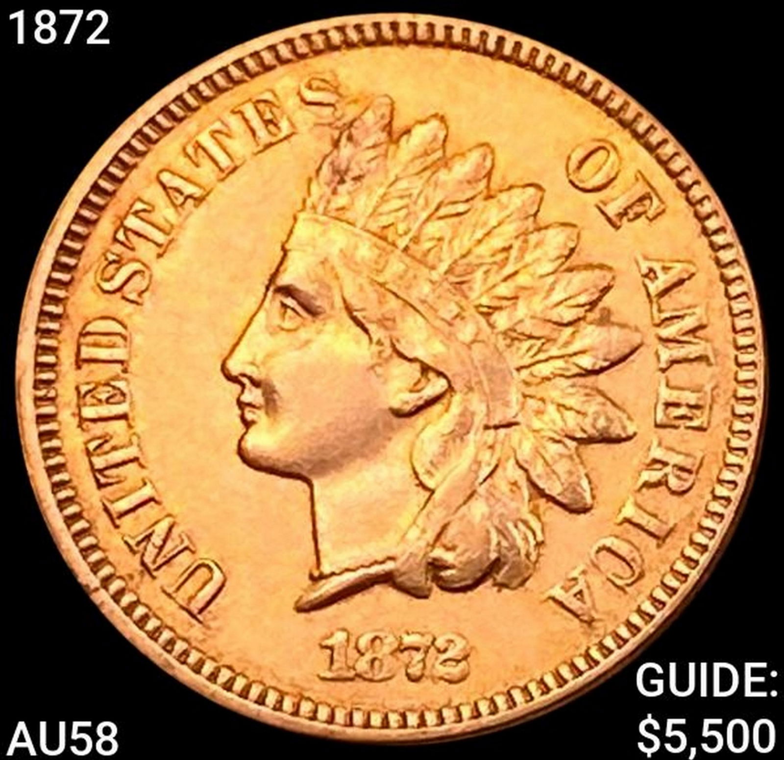 1872 Indian Head Cent CHOICE AU (1 of 2)