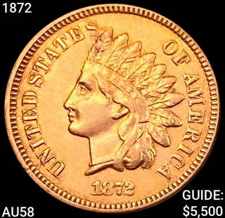 1872 Indian Head Cent CHOICE AU: 1872 Indian Head Cent CHOICE AU