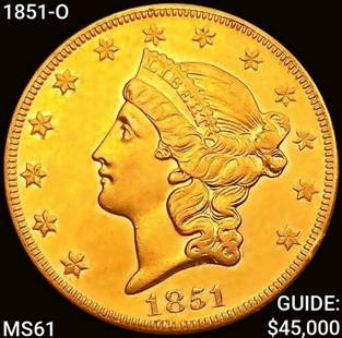 1851-O $20 Gold Double Eagle UNCIRCULATED: 1851-O $20 Gold Double Eagle UNCIRCULATED