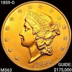 1859-O $20 Gold Double Eagle CHOICE BU
