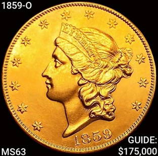 1859-O $20 Gold Double Eagle CHOICE BU: 1859-O $20 Gold Double Eagle CHOICE BU