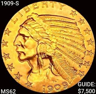 1909-S $5 Gold Half Eagle UNCIRCULATED: 1909-S $5 Gold Half Eagle UNCIRCULATED