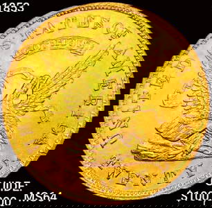 1853 900 Thous $20 Gold Assay CHOICE BU