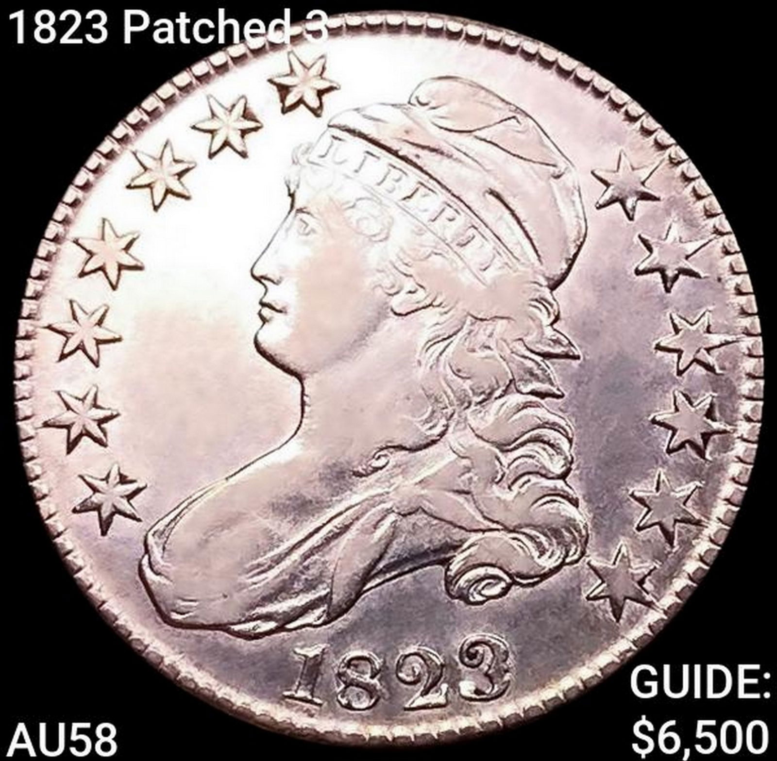 1823 Patched 3 Capped Bust Half Dollar CHOICE AU (1 of 2)