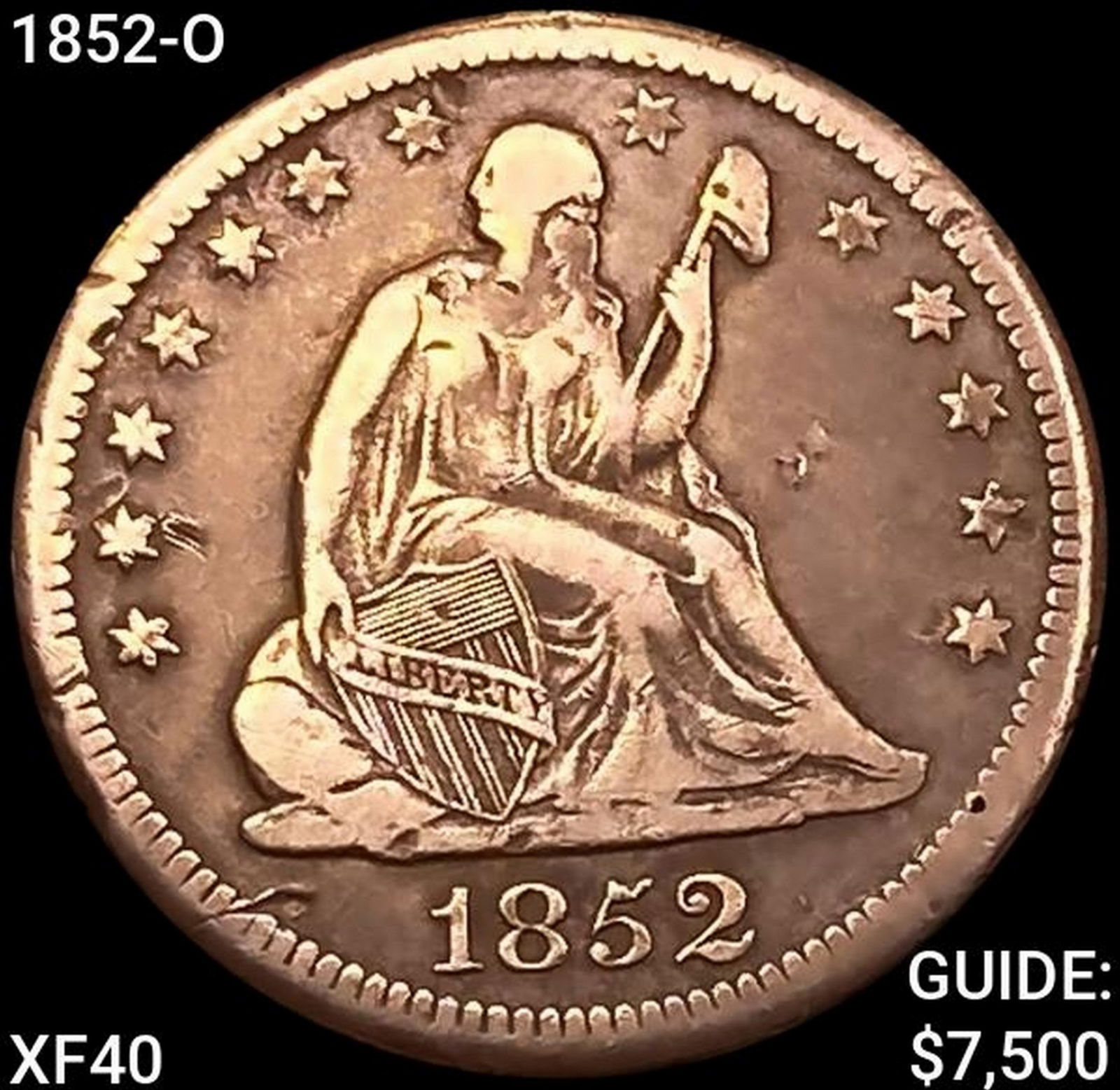 1852-O Seated Liberty Quarter NEARLY UNCIRCULATED (1 of 2)