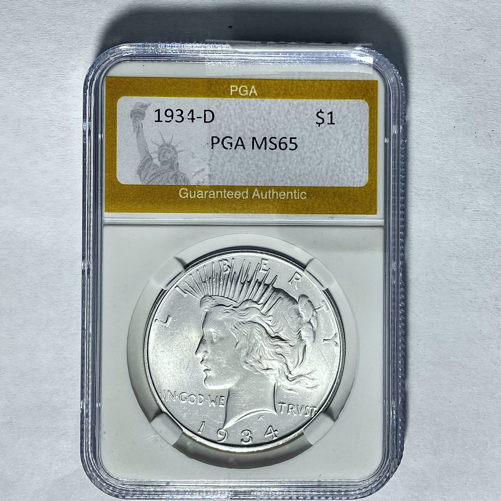 1934-D Silver Peace Dollar PGA MS65 (1 of 2)