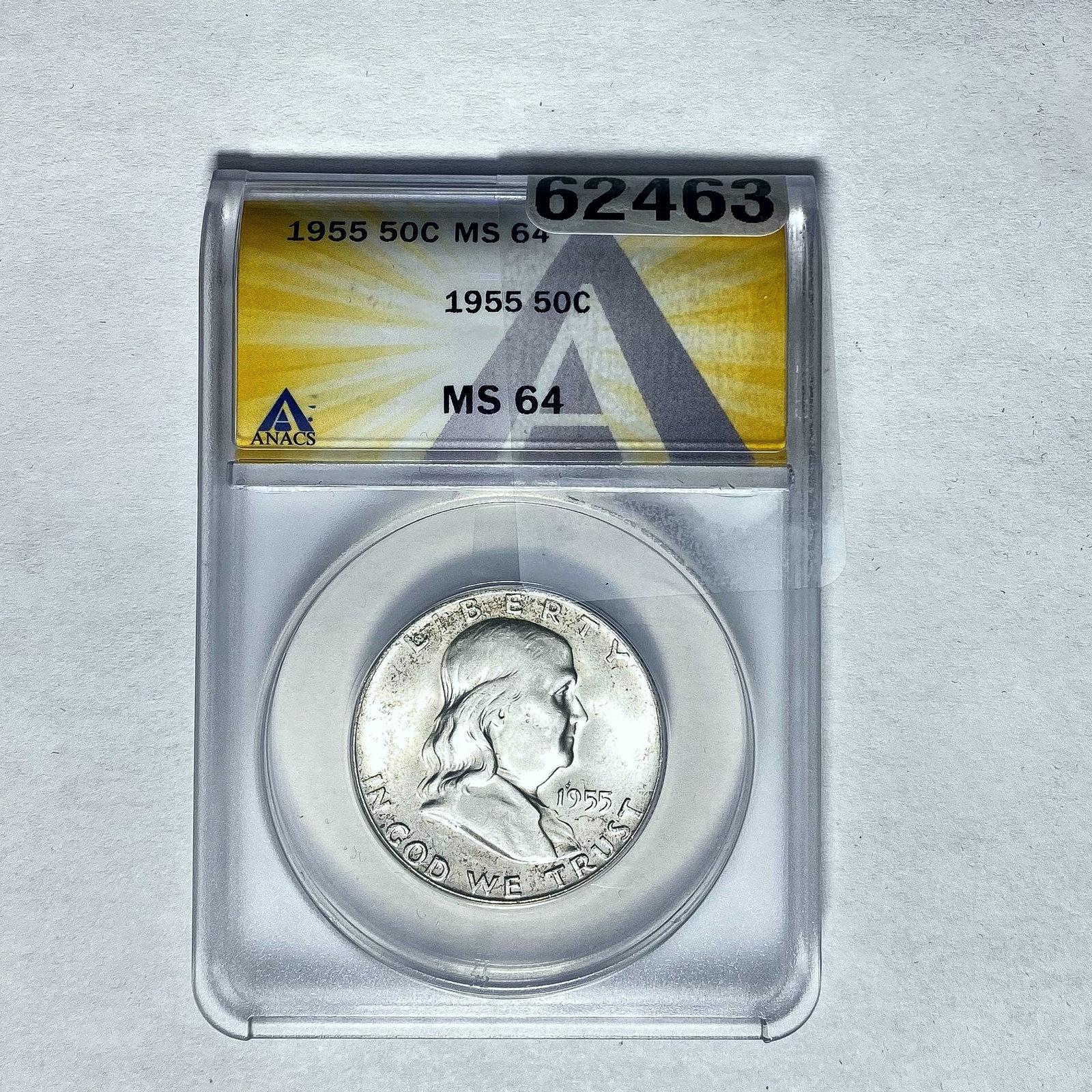 1955 50C Franklin Half Dollar ANACS MS 64: 1955 50C Franklin Half Dollar ANACS MS 64