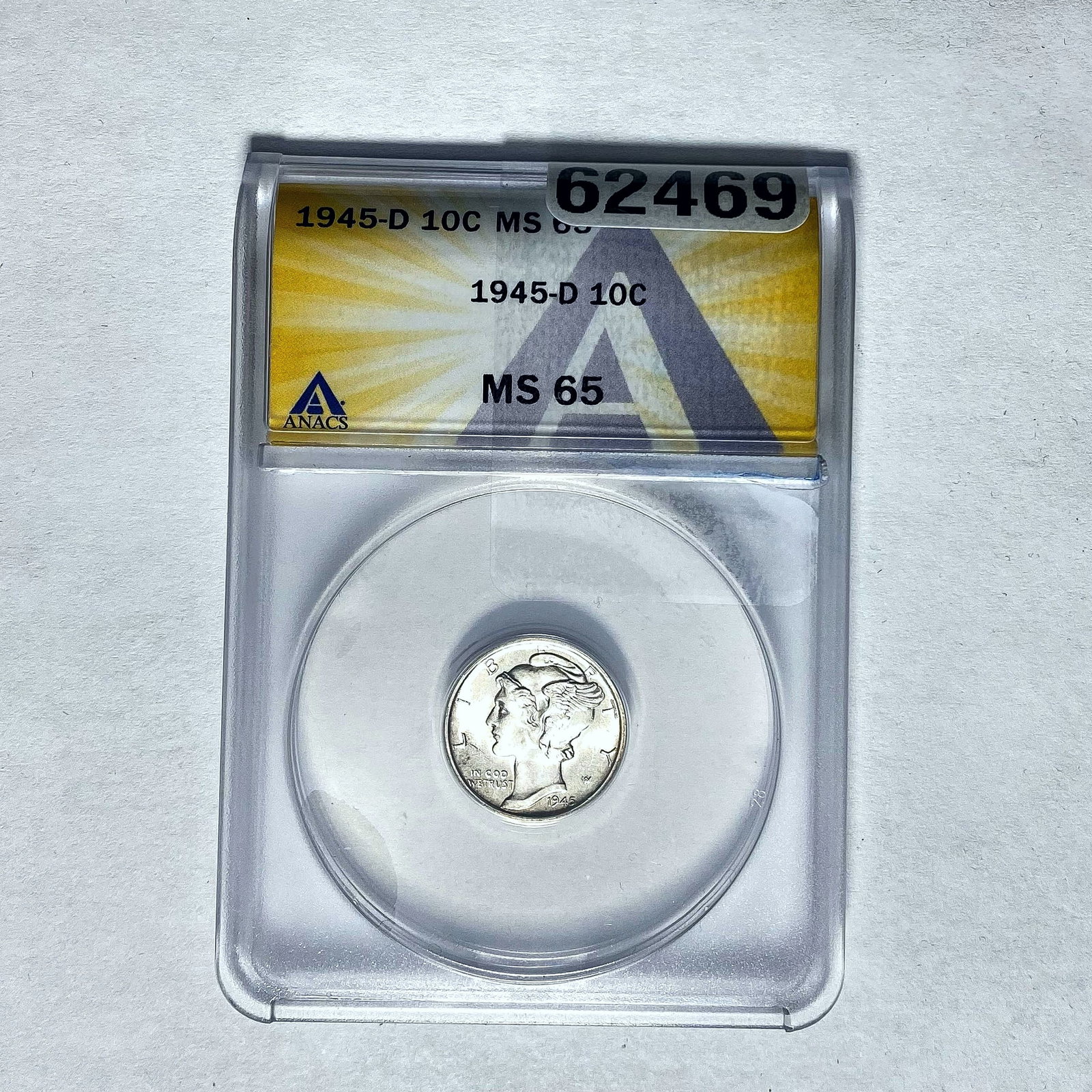 1945-D 10C Mercury ANACS MS 65: 1945-D 10C Mercury ANACS MS 65